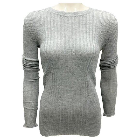 Proenza Schouler Light Grey Melange Superfine Merino Silk Cassidy Sweater - Picture 1 of 4